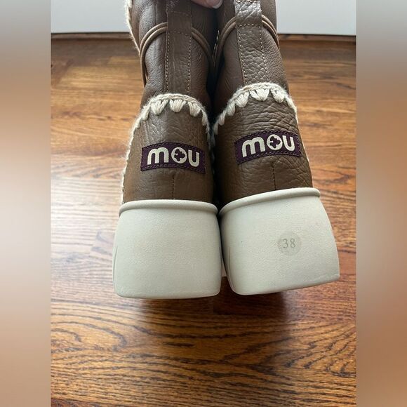 Mou eskimo chunky padded snow boots ankle crafted from light brown leather - Picture 6 of 6